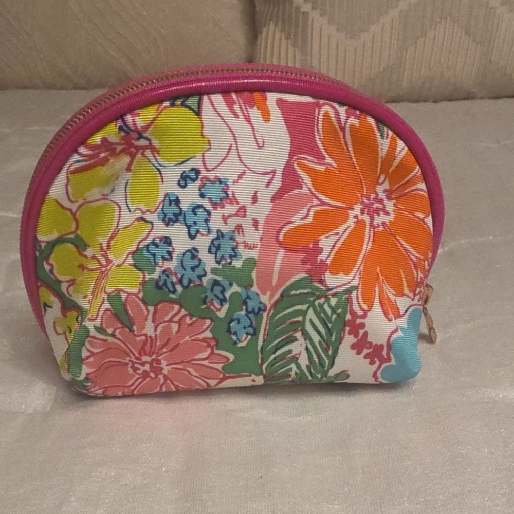 Lilly Pulitzer Floral Cosmetic Pouch - Pink, Orange, Yellow, Green, Blue 6.5×5